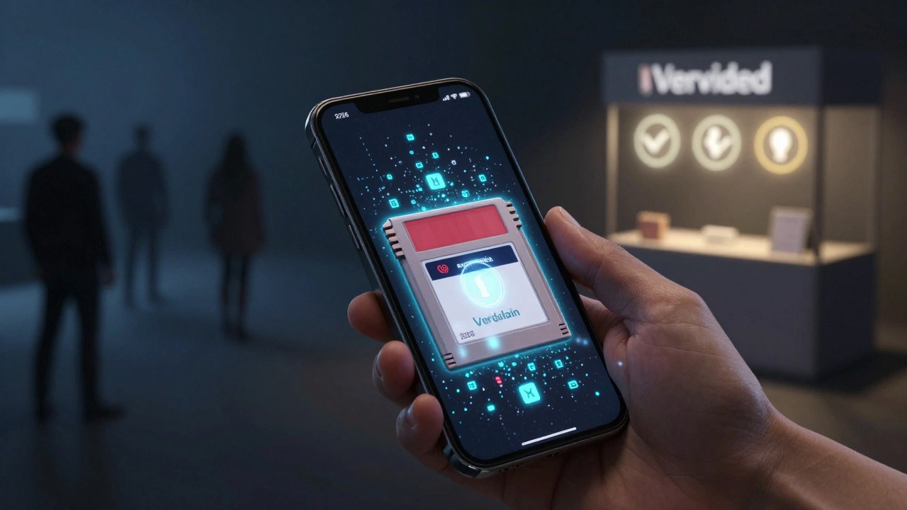 A smartphone scanning a game cartridge with a digital authentication overlay, symbolizing 2026's anti-counterfeit technology.