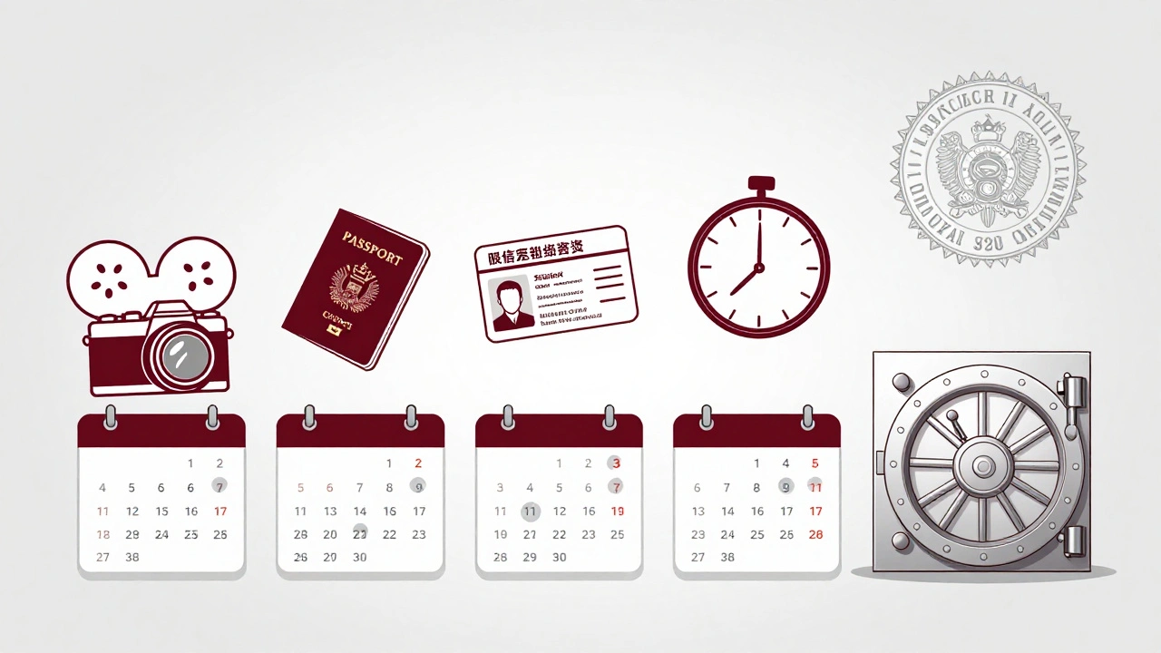 A timeline graphic showing legal records and a federal seal, symbolizing five-year record retention.