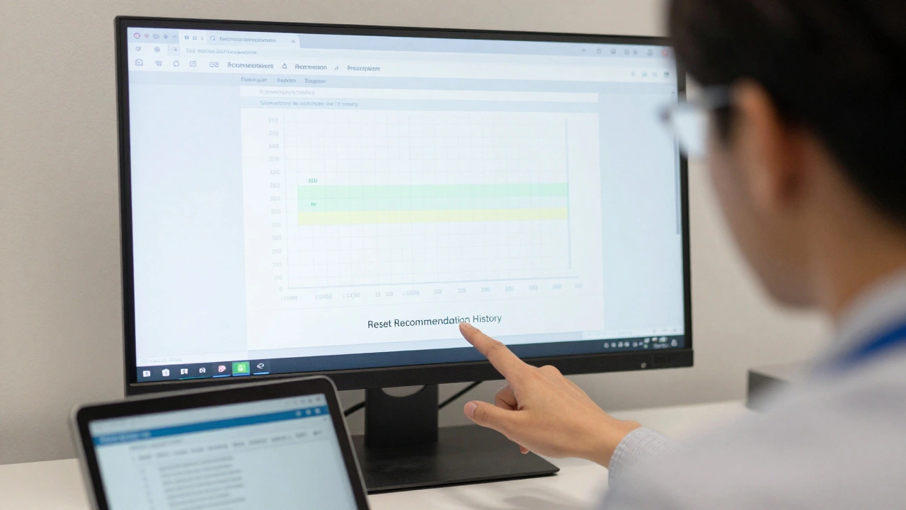 Auditor reviewing recommendation data while a user resets their content profile.