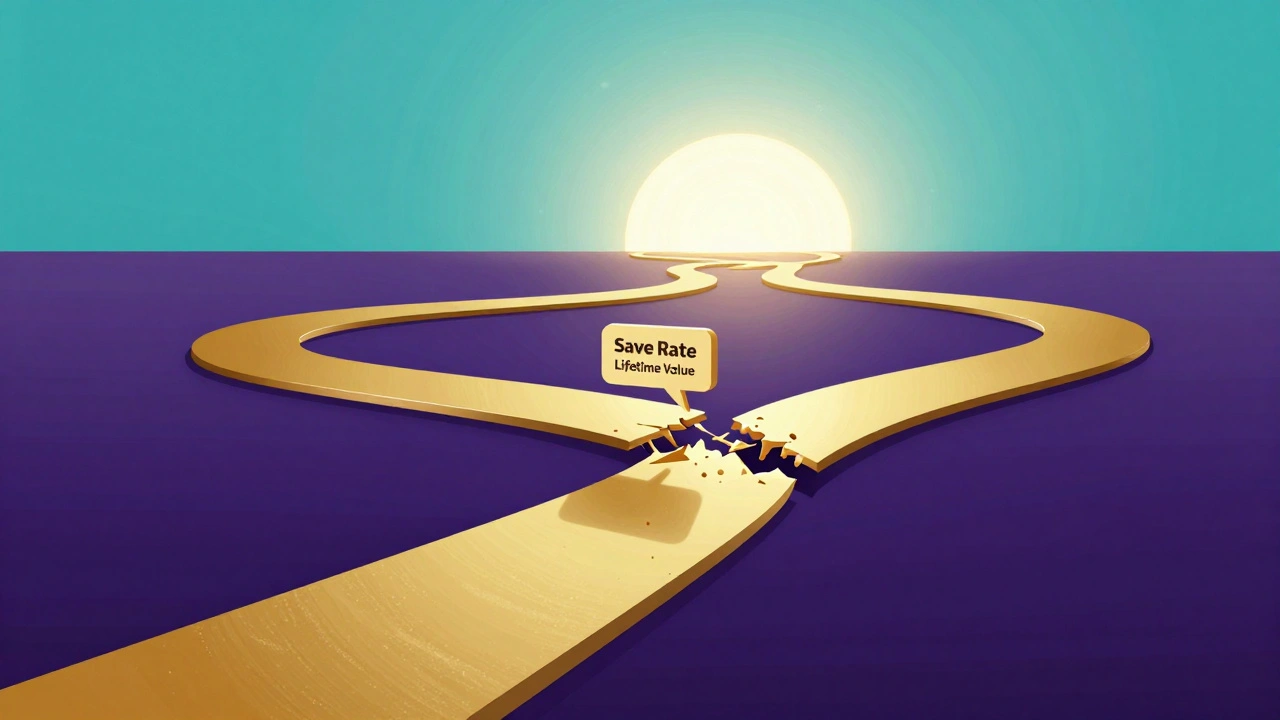 A golden path with a speech-bubble bridge guiding a user toward a bright horizon.