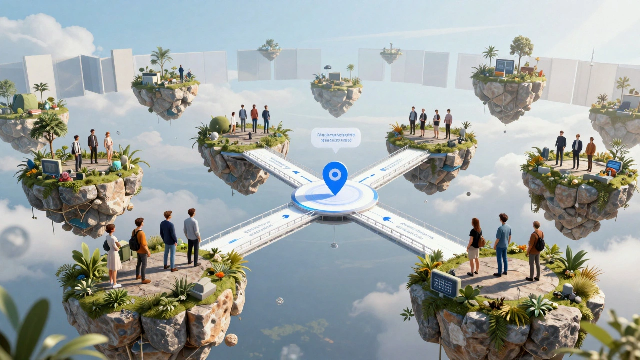 Decentralized creator islands connected by open protocol bridges