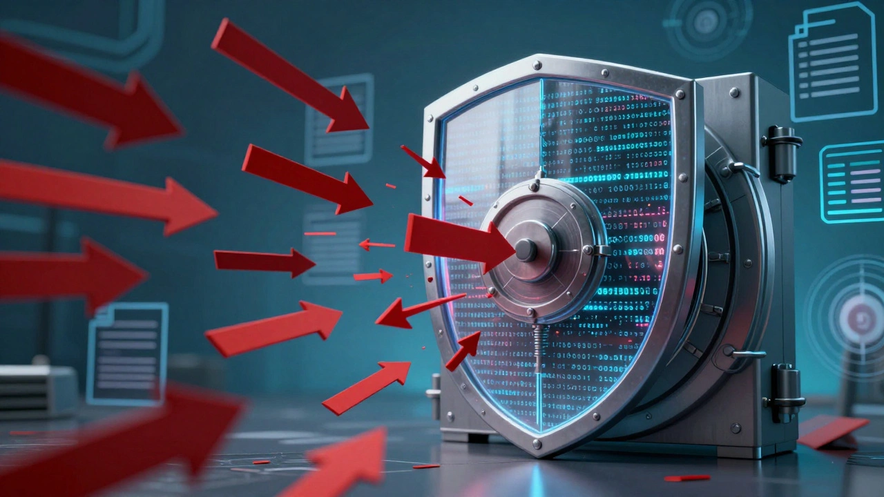 Digital shield blocking cyberattacks while protecting secure payments and verified data
