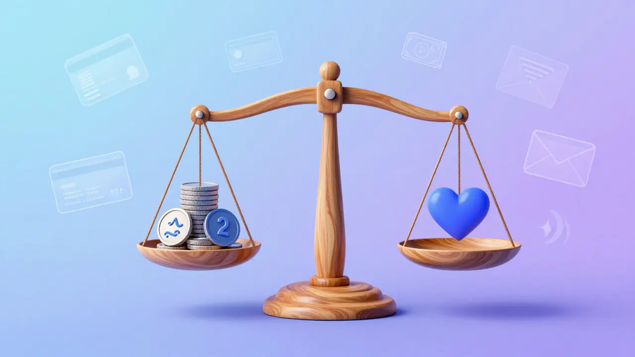 Abstract illustration of a balance scale weighing variable income against mental health support