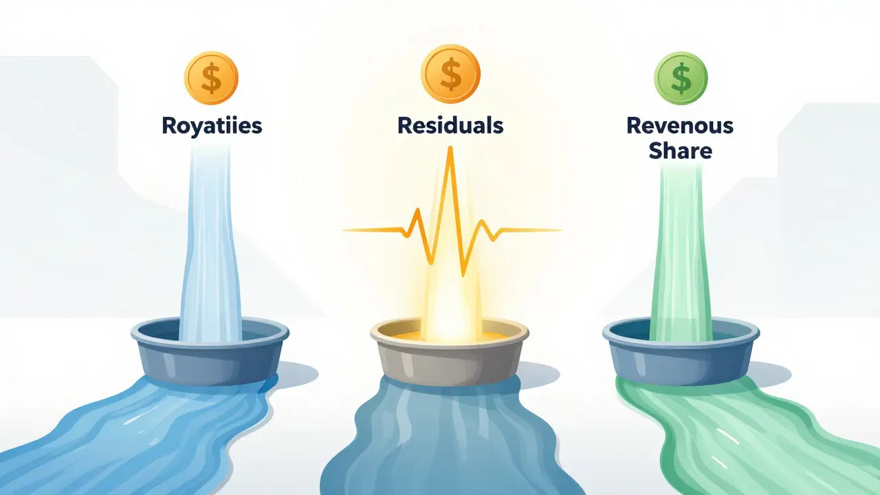Abstract illustration showing three types of income streams