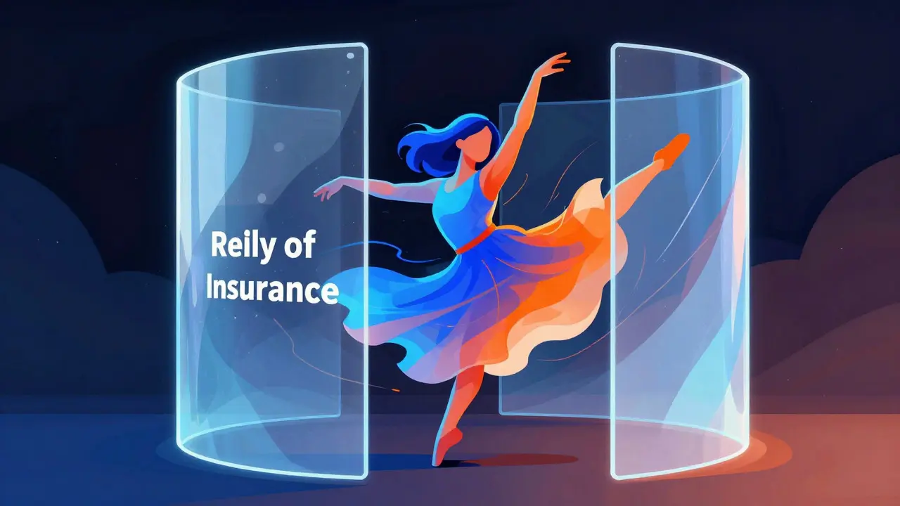 Artistic depiction of a dancer protected by glowing shields