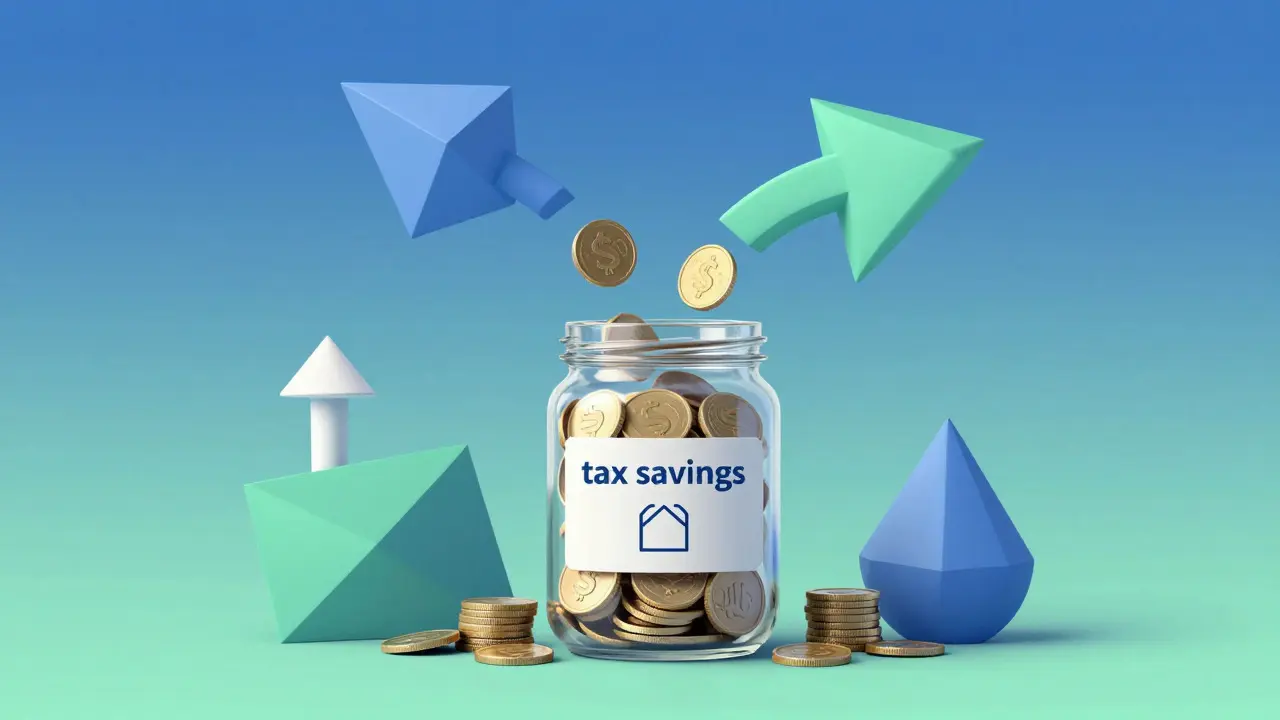 Conceptual art of a coin-filled jar representing tax savings and financial organization