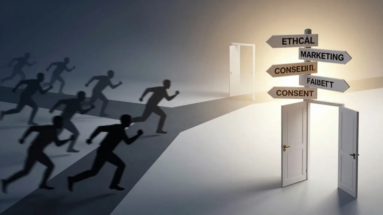 Conceptual art showing two diverging business paths