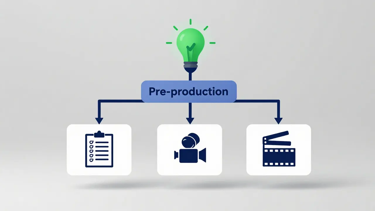 Conceptual diagram of a structured production workflow decision tree