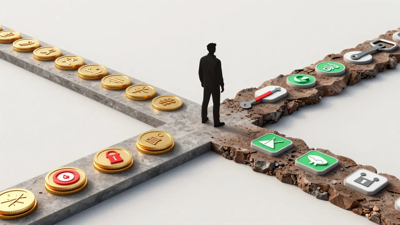 Split path concept illustrating employee vs contractor choices